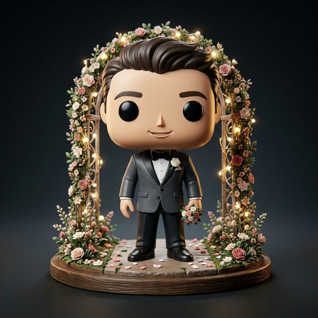 Boneco com cenário de evento